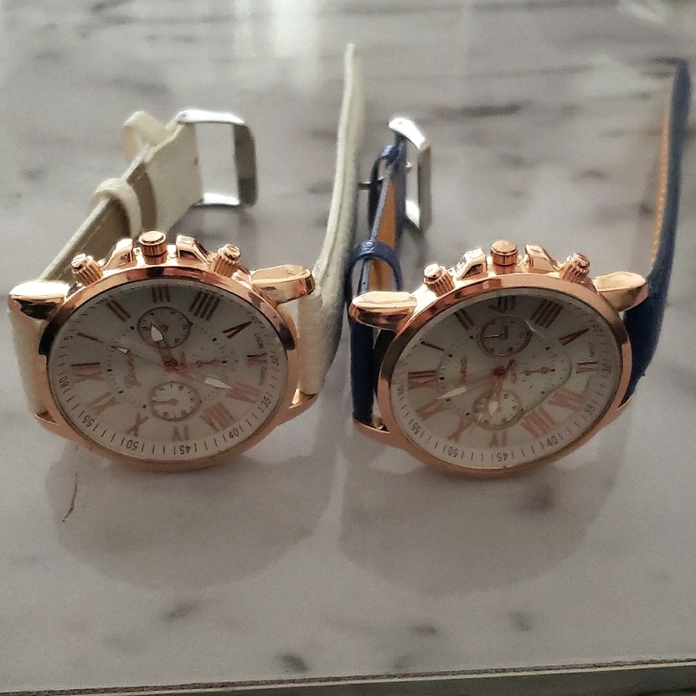 2 Geneva rose gold color watches